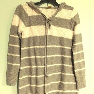 Gray/White Striped Hoodie
